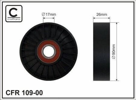 Ролик натяжителя поликлинового ремня (17x90x26) Chrysler Dodge 89-07 CAFFARO 109-00