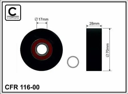 Ролик натяжителя поликлинового ремня (17x70x28) BMW Alpina 3.5-4.6 94-03 CAFFARO 11600