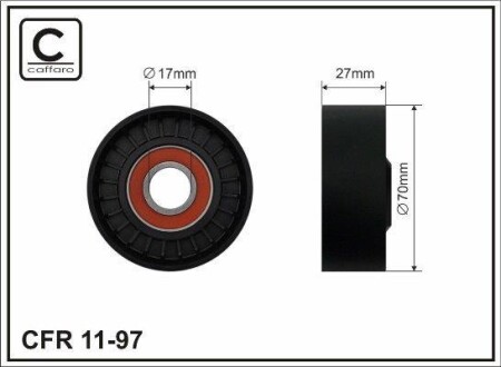 Ролик натяжителя поликлинового ремня (17x70x27) Lexus Toyota 2.0-2.2 05- CAFFARO 1197