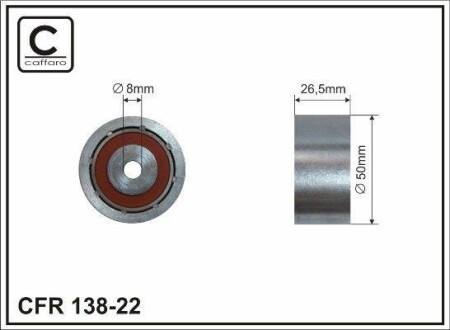 Паразитный ролик поликлинового ремня (8x50x26) Fiat PSA 1.6-2.2 97- CAFFARO 13822