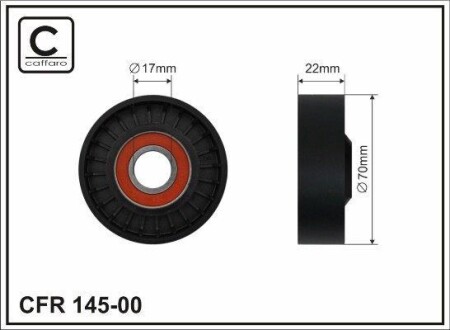 Ролик натяжителя поликлинового ремня (17x70x22) Land Rover 1.4-1.8 95-06 CAFFARO 145-00