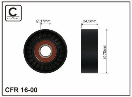 Ролик натяжителя поликлинового ремня (17x70x24.5) GM Fiat Volvo 1.6-3.0 96- CAFFARO 16-00