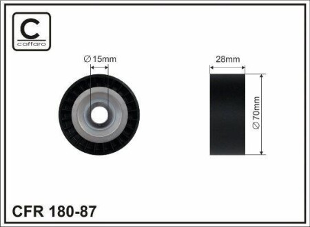 Ролик натяжителя (15x70x28) (пластмасса) VAG A2 Ibiza Fabia Polo 99-10 CAFFARO 180-87