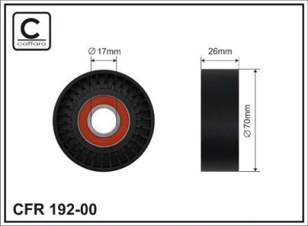 Ролик натяжителя поликлинового ремень (17x70x26) BMW 3(E46) 93-06 CAFFARO 192-00