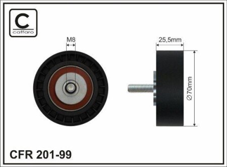 Ролик натяжителя поликлинового ремня (8x70x25.5) MB C/E/G/S-Class 2.6-3.6 85-00 CAFFARO 201-99