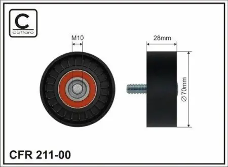 Паразитный ролик поликлинового ремня (10x70x28) Hyundai Kia 01- CAFFARO 211-00