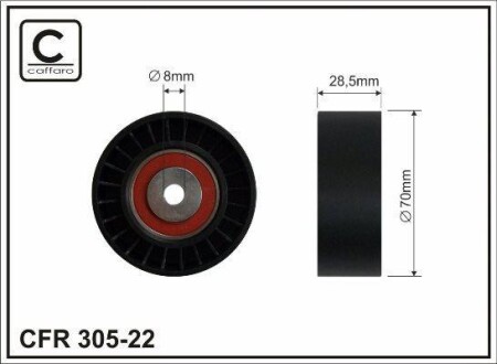 Паразитный ролик поликлинового ремня (8x70x28.5) Ford Jeep 92-99 CAFFARO 30522