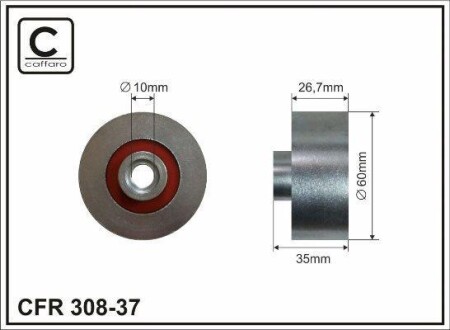 Ролик натяжителя поликлинового ремня (10x60x26.7) Ford Transit 1.8TDCi 02-13 CAFFARO 308-37