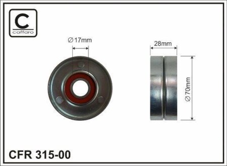 Паразитный ролик ГРМ (17x70x28) Alfa Romeo Chrysler Jeep 2.5TD 88-01 CAFFARO 31500