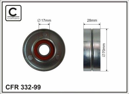 Ролик натяжителя поликлинового ремня (17x70x28) Hyundai Kia 1.5-2.2D 01- CAFFARO 33299