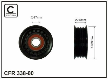 Ролик натяжителя поликлинового ремня (17x69x22.5) Mazda 1.8-2.0 03- CAFFARO 338-00