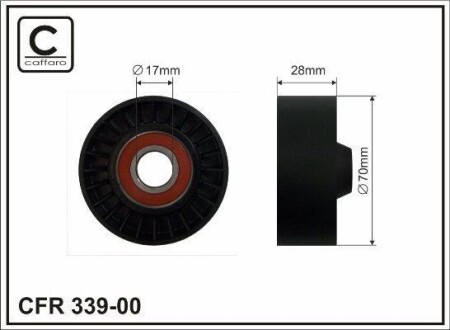 Ролик натяжителя поликлинового ремня (17x70x27) Lexus Toyota 2.0-2.2 05- CAFFARO 339-00