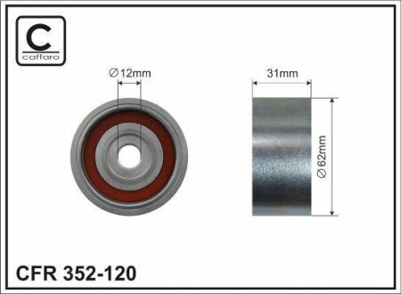 Ролик натяжителя ремня ГРМ (8x62x30.6) Toyota Avensis 2.0TD 99-08 CAFFARO 352120