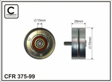 Паразитный ролик поликлинового ремня (10x70x28) Hyundai Kia 01- CAFFARO 37599