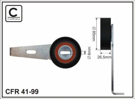 Ролик натяжителя поликлинового ремня (с кронштейном) (85x26.5) PSA 1.9 96-15 CAFFARO 41-99