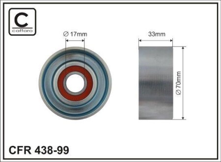 Ролик натяжителя поликлинового ремня (17x70x33) Honda 2.2 04- CAFFARO 438-99