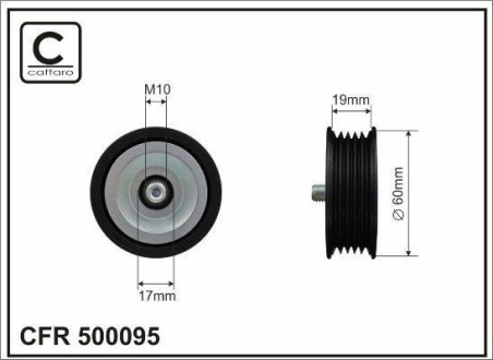 Паразитный ролик ремня генератора (10x60x19) Hyundai Kia 1.1-1.6 CRDI 05- CAFFARO 500095