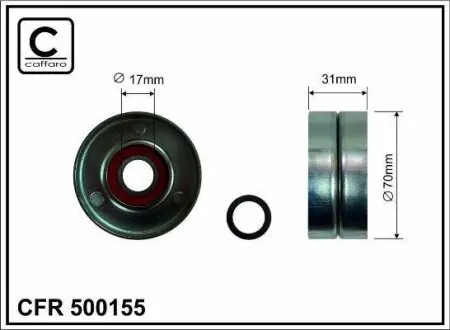 Ролик натяжителя поликлинового ремня (17x70x31) Toyota 2.4 06-11 CAFFARO 500155