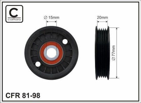 Ролик натяжителя поликлинового ремня (15x77x20) VAG A6 Passat 95-01 CAFFARO 8198