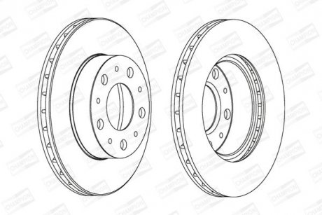 Диск гальмівний передній (кратно 2шт.) Fiat Ducato (02-)/Peugeot Boxer (02-)/Citroen Jumper (02-) CHAMPION 561969CH