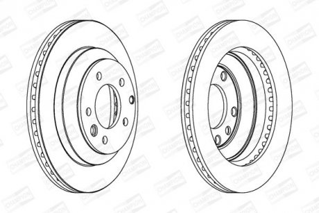 Диск гальмівний задній (кратно 2шт.) AUDI Q7 (4LB) (06-16)/PORSCHE CAYENNE (92A) (10-) CHAMPION 562393CH