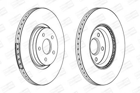 Тормозной диск передний Ford Focus II, III, Kuga II, Transit Connect/Volvo C70, S40, V40, V50 CHAMPION 562434CH-1