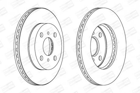 Тормозной диск передний Toyota Echo, Platz, Yaris (1999->) CHAMPION 562443CH