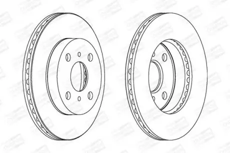Тормозной диск передний Toyota Echo, Platz, Yaris (1999->) CHAMPION 562443CH