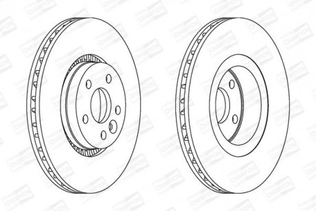 Диск гальмівний передній (кратно 2шт.) Volvo S80 (06-), V70 (06-), XC70 (07-) CHAMPION 562643CH-1