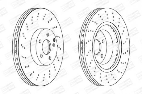 Тормозной диск передний Mercedes E/S/SL CHAMPION 562678CH1