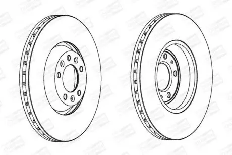 Диск тормозной передний (кратно 2шт.) Peugeot 407, SW 2,2i, 3,0i V6 (04-) CHAMPION 563031CH-1