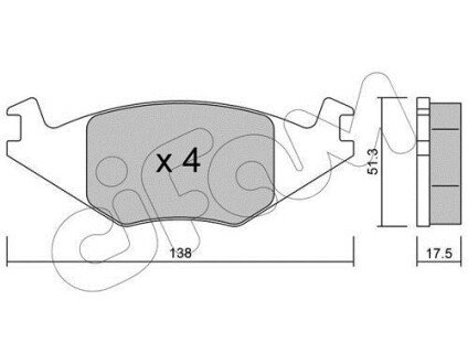 VW гальмівні колодки передн. Golf II, Polo -90Seat Ibiza,Cordoba (17,3mm) CIFAM 822-047-0