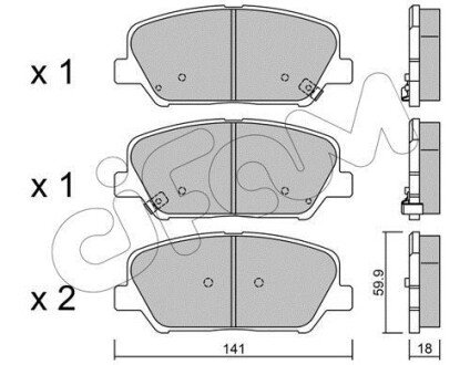 KIA гальмів.колодки передн. Ceed,Cerato 13-, Carens 1,7CRDi 13-,Hyundai i30,Grandeur CIFAM 822-997-0