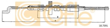 Трос ручного тормоза зад. T4 -96 Л=Пр. (барабан) (844/506) COFLE 10.7391