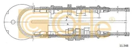 Трос ручного тормоза 3310/865+962mm Ford Sierra 82-89 COFLE 11.548