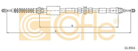 Трос ручного гальма зад. Mondeo III/IV 00- Л=Пр. (1735/1532) COFLE 11.5511