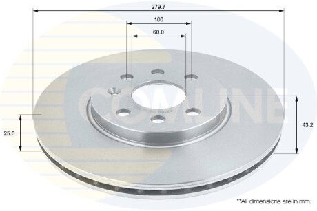 - Диск гальмівний вентильований з покриттям COMLINE ADC1131V