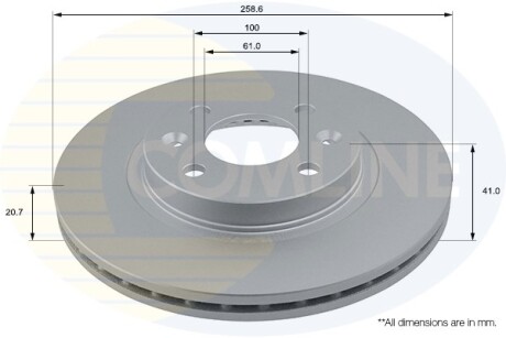 - Диск гальмівний вентильований з покриттям COMLINE ADC1507V