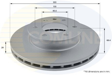 - Диск гальмівний вентильований з покриттям COMLINE ADC1640V