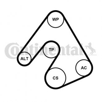 Комплект (ремень+ролики+насос) Contitech 5PK1207 WP1