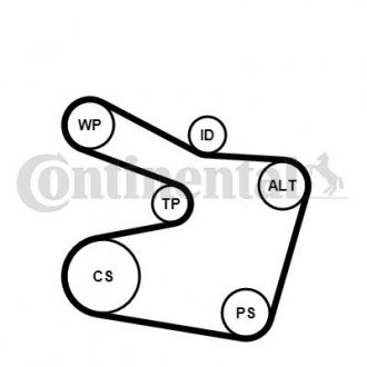 Комплект (ремень+ролики+насос) Contitech 6PK1538 WP2