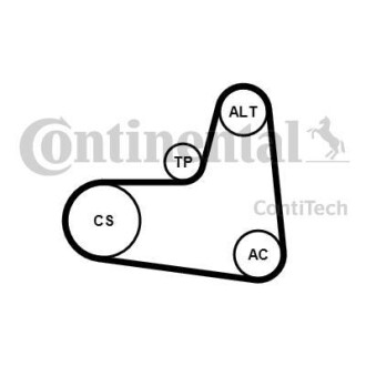 Комплект ремня генератора Skoda Roomster/Fabia 1.4TDi 03-10/VW Fox/Lupo/Polo 1.2/1.4TDI 99-09 Contitech 6PK995K1