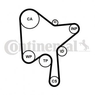 Комплект (ремінь+ролик+насос) Contitech CT 1216 WP2