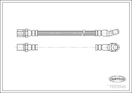 Шланг тормозной ВАЗ 2101 передний (L=270 мм) (выр-во) CORTECO 19018480