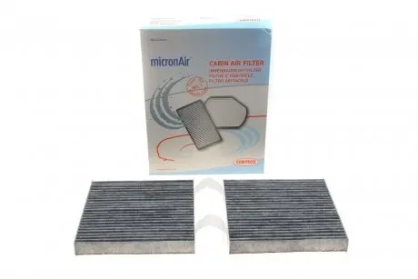 Фильтр салона BMW X3 (F25)/X4 (F26) 2.0/3.0D 10-18 (угольный) (к-кт 2 шт.) CORTECO 80001777