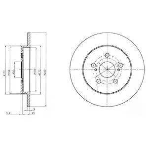 TOYOTA Гальмівний диск задн. Prius, Verso S, Lexus CT 200h 09- Delphi BG4201C