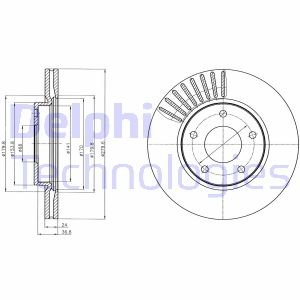 Диск гальмівний NISSAN Juke/Pulsar "F D=280mm "10>> Delphi BG4282C