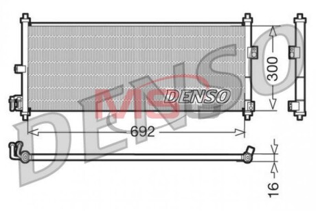 Радіатор кондиціонераNISSAN PRIMERA (WP12) 02-,PRIMERA (P12) 02-,PRIMERA (P11) 96-02,ALMERA II (N16) 00-06 DENSO DCN46011