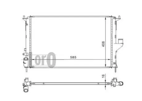 Радиатор воды Duster/Logan/Sandero 1.2/1.4/1.5dCi/1.6 05- (585x406x16) DEPO 010-017-0001