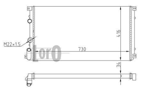 Радиатор воды Master/Movano II 1.9/2.2/dCi 97> (730x415x23) термовыкл. DEPO 042-017-0025